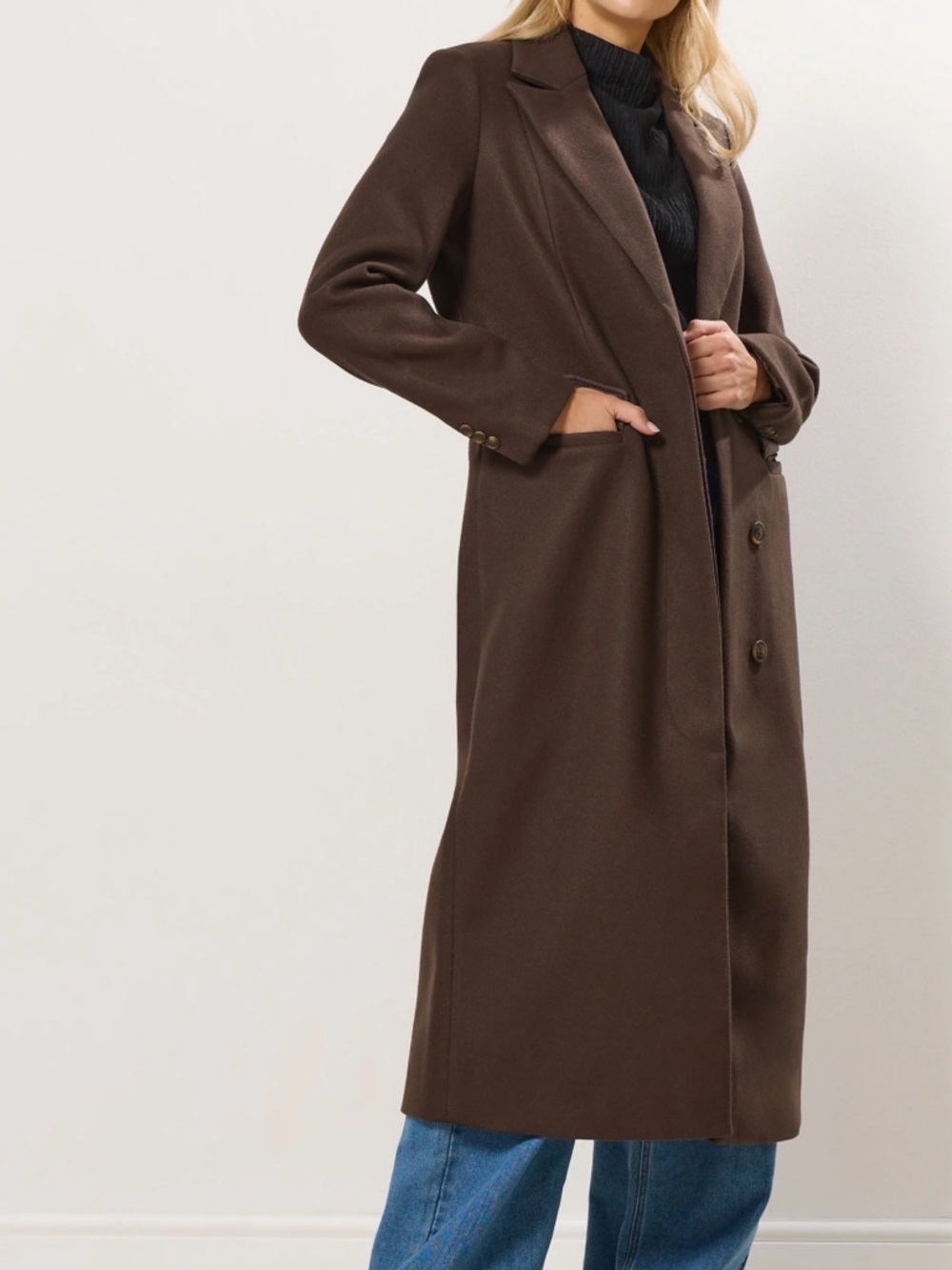 LTS Tall Chocolate Brown Longline Maxi Coat - Picture 4 of 5